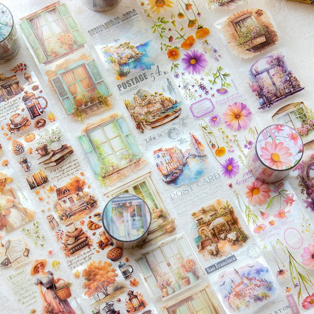 Card Lover Washi Tape Fluss der Jahre Serie Vintage Journal Masking Tape wasserfestes Papier für DIY Tagebuch und Scrapbook, Multicolor, Breite: 5 cm, Länge: 2 m - Bild 1
