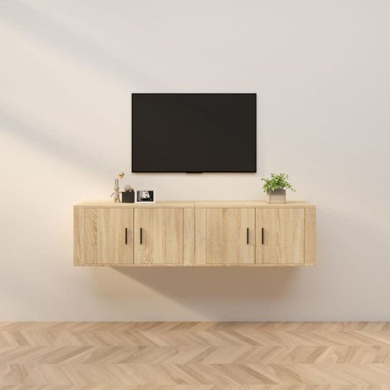 Vidaxl TV-Wandschränke 2er-Set in Sonoma-Eiche, Modernes Design mit Drehtüren, B/H/T: 80 x 34,5 x 40 cm - Bild 1