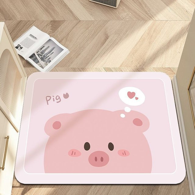 Rutschfeste Schmutzfangmatte aus Crystal Velvet in Pink mit Tiermotiv, B/B: 40 x 60 cm - Bild 1