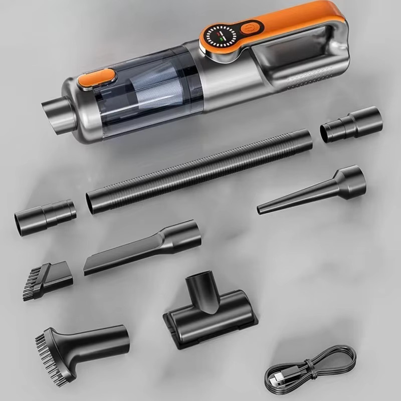 SUITU Kabelloser Mini-Handstaubsauger für das Auto, Tragbarer Hochleistungs-Staubsauger mit großer Saugkraft, Silber/Orange - Bild 4