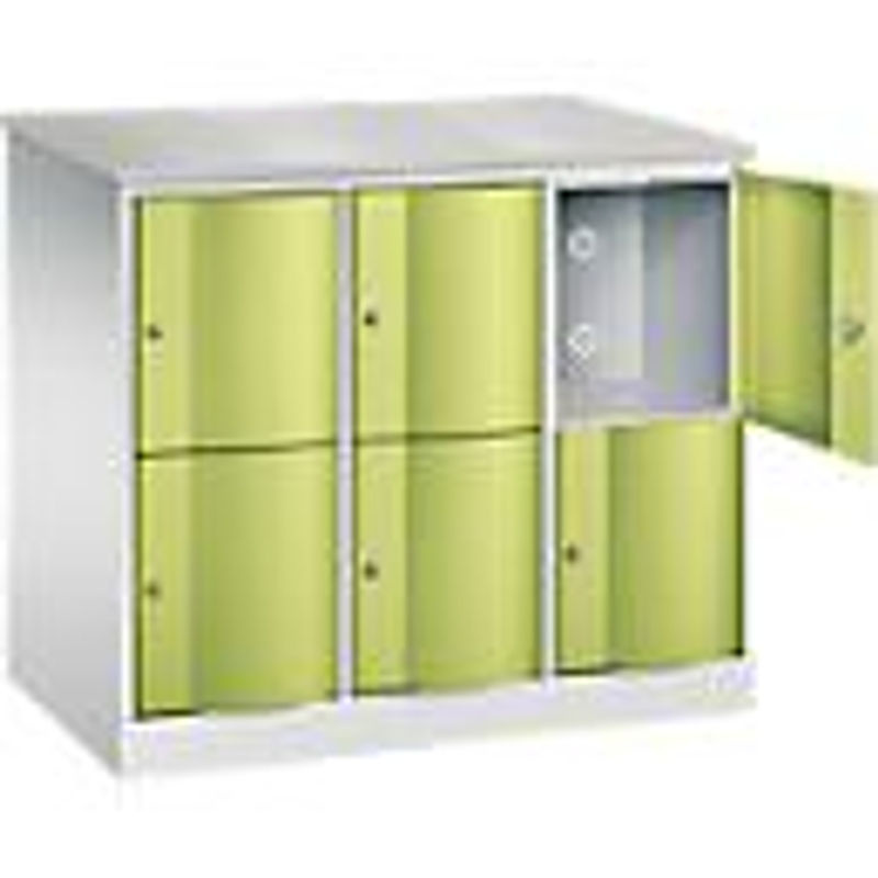 C+P Schließfachschrank Resisto mit 3 Abteilen und 6 Fächern, Farbe: Lichtgrau/Clowngrün, B/T/H: 114,8 x 64,0 x 107,7 cm - Bild 2