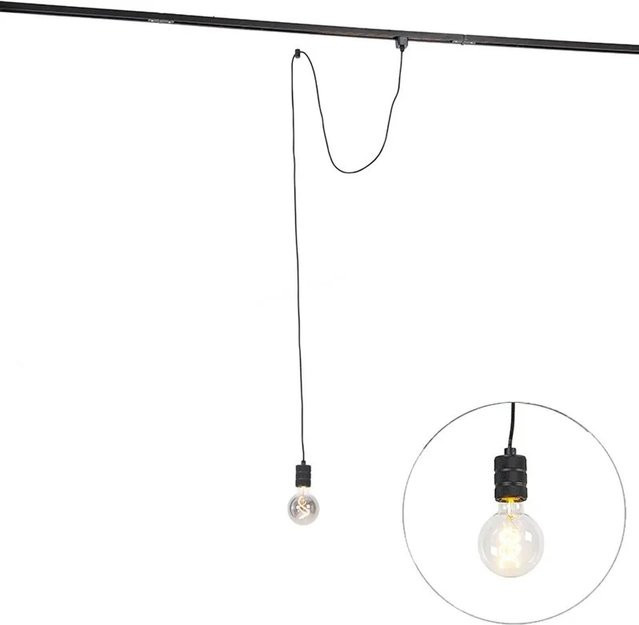QAZQA Pendelleuchte Iconic Cavalux Schwarz für 1-phasiges Schienensystem mit E27 Fassung und Dimmfunktion - Bild 1