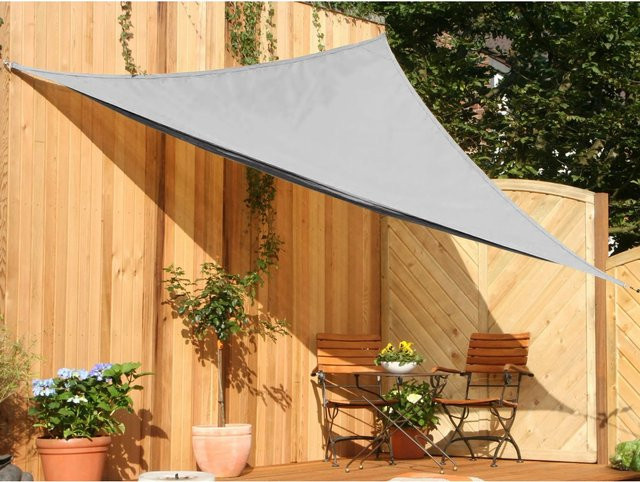 Floracord Dreiecksonnensegel aus HDPE in Silbergrau, B/T/H: 360 x 360 x 360 cm - Bild 1