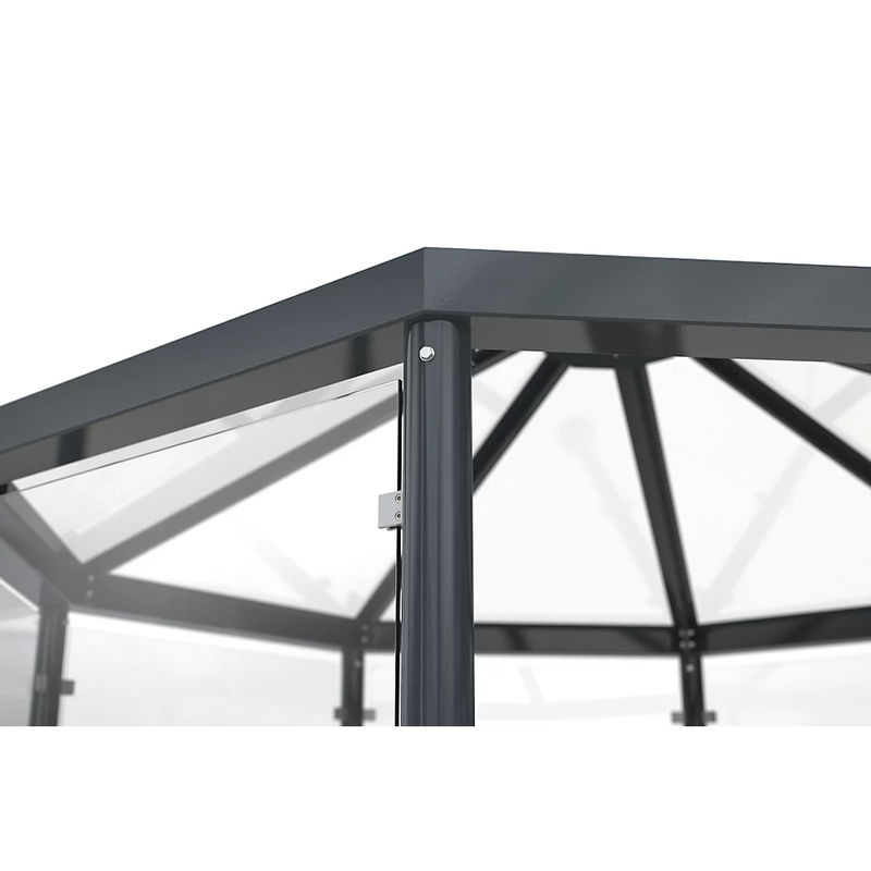 Achteck-Raucherpavillon Modell Paris von WSM in Anthrazitgrau ohne Seitenwände aus verzinktem Stahl und Glas, B/T/H: 330 x 310 x 330 cm - Bild 4