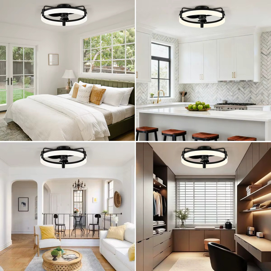 Aiopp LED-Deckenventilator rund, Weiß, Durchmesser: 51,5 cm, mit Fernbedienung, dimmbar, leiser reversibler DC-Motor, 6 Windgeschwindigkeiten und Timer - Bild 6