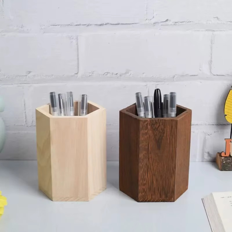 Multifunktionaler Desktop-Stiftehalter aus Holz im INS-Stil, Organizer für Schreibtisch, Braun - Bild 2