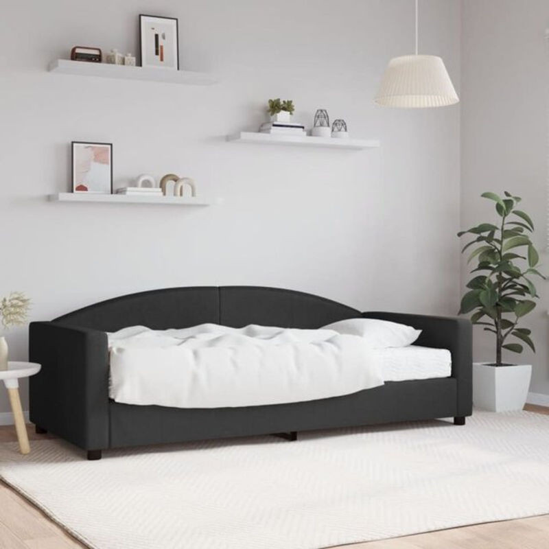 vidaxl Polsterbett Tagesbett mit Matratze aus Stoff und Metall Schwarz B/T/H: 190 x 90 x 213 cm - Bild 1
