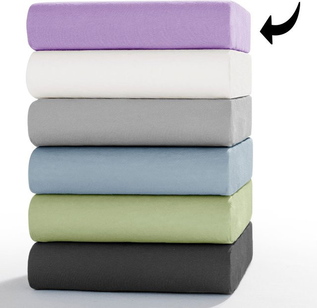Dreamtex Mako-Feinjersey Spannbetttuch aus Baumwolle, Farbe: Purple, B/T: 180 x 200 cm - Bild 1