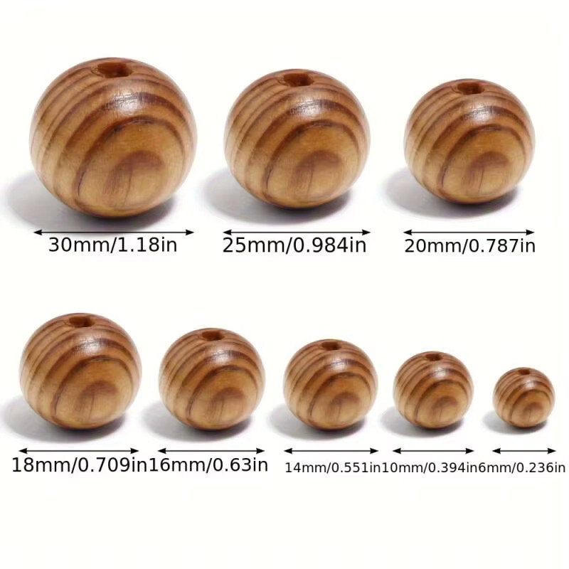 Kiefernholzperlen, rund, 6–18 mm, Unisex - Bild 3
