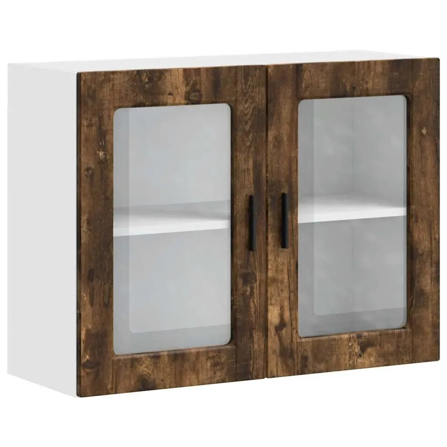 vidaXL Küchen-Hängeschrank Porto mit Glastür in Räuchereiche, Wandmontage, B/H/T: 60 x 80 x 31 cm - Bild 2
