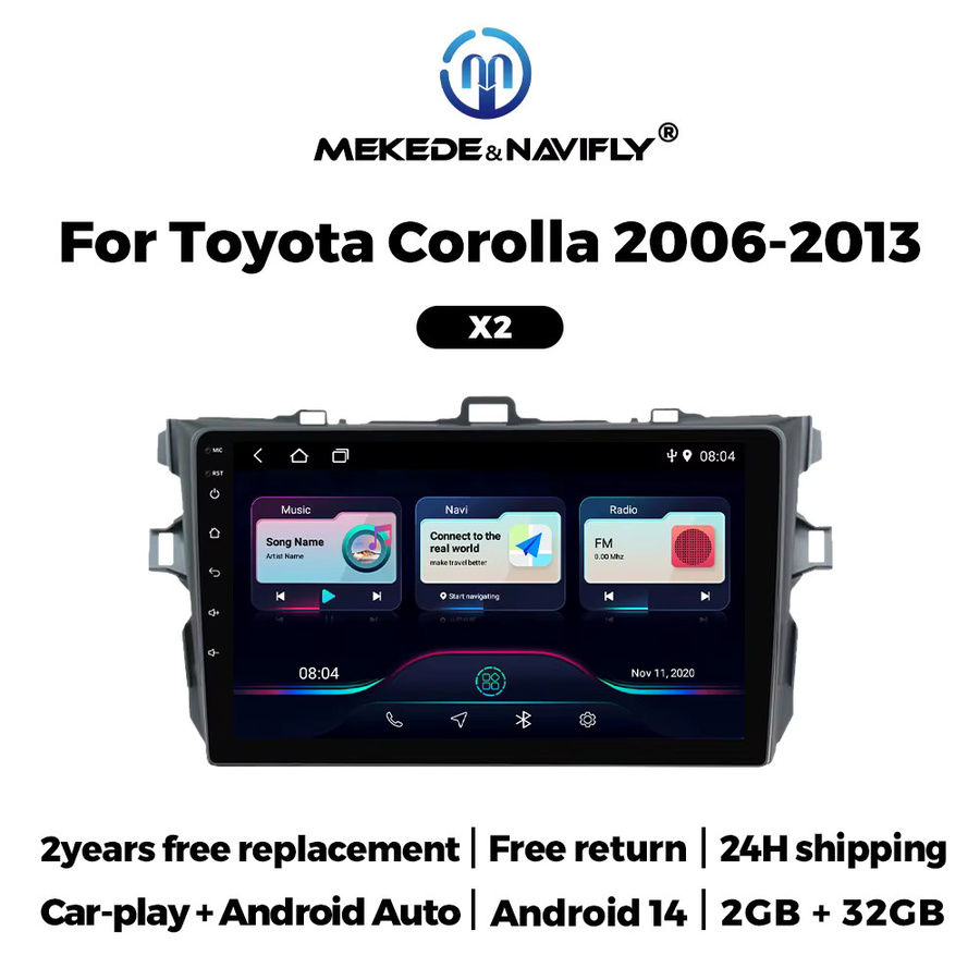 MEKEDE Android Multimedia Player mit Carplay und GPS für Toyota Corolla E140 150 (2006-2013), Schwarz - Bild 2