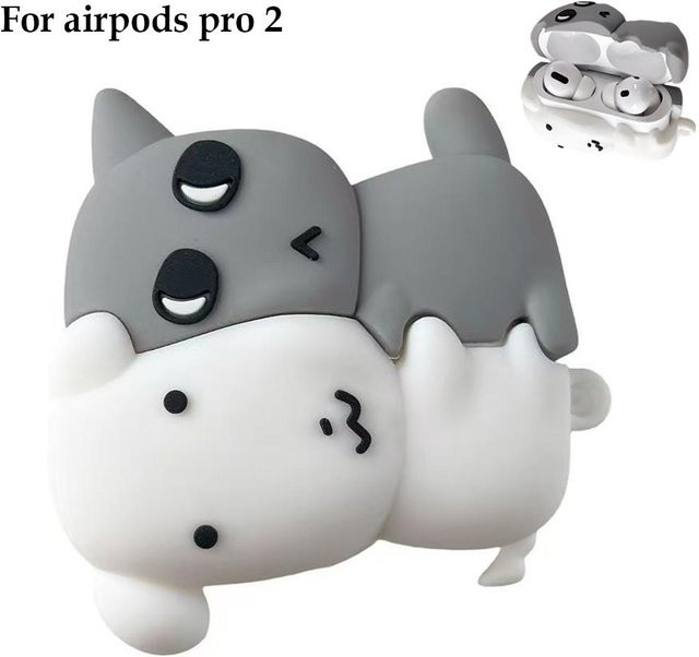 Silikon Kopfhörer Hülle mit niedlichem Hund oder Katze im 3D Cartoon Design für Apple AirPods 3, 4 und Pro 2, mehrfarbig - Bild 1