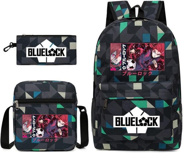 3-teiliges Schulrucksack-Set für Schüler aus Oxford-Stoff mit Schultasche, Schultergurt und Federmäppchen in Multicolour - Bild 1