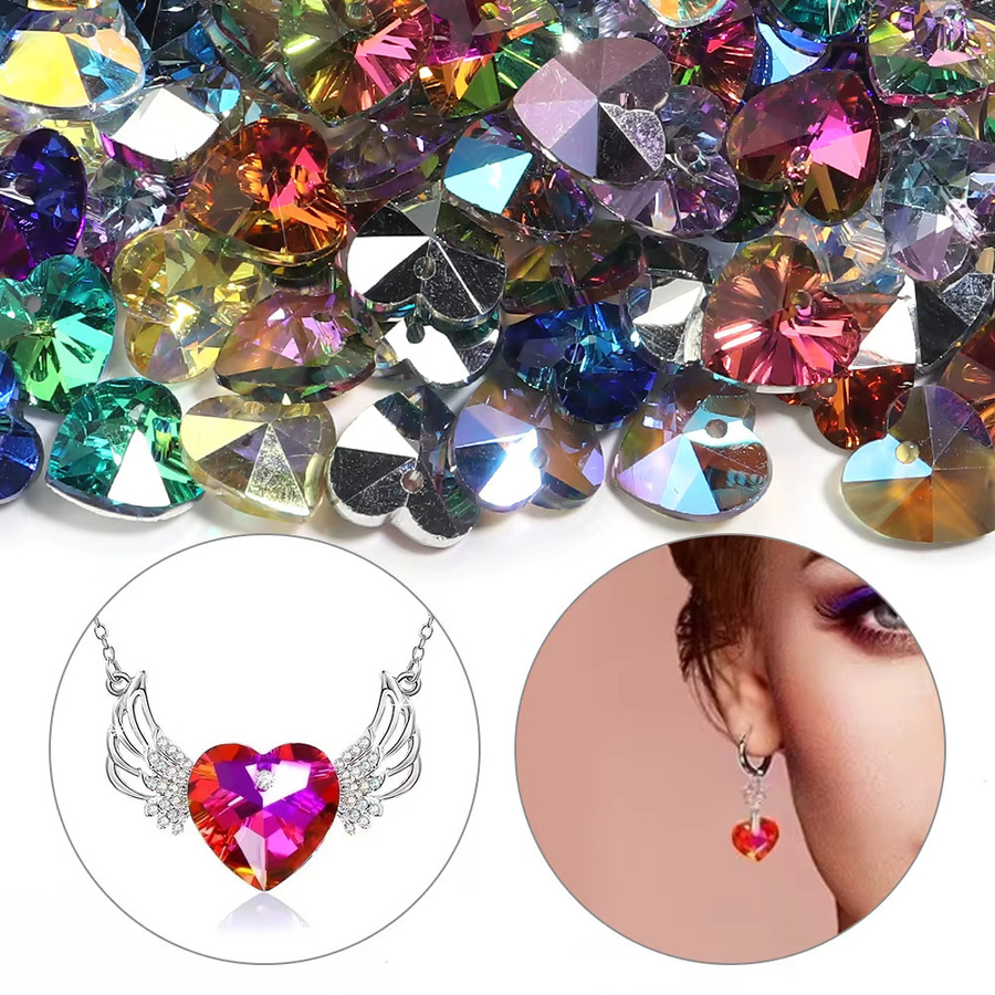 Charms Anhänger, Herzförmig, Kristall Glas, Aurora Farbe, Bunt - Bild 2