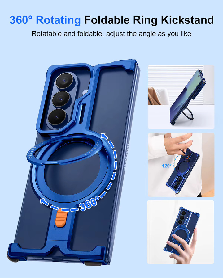 Oatsbasf Magnetische Handyhülle für Samsung Galaxy Z Fold 7 mit 360 Grad drehbarem Ständer und kabellosem Laden in Blau - Bild 2