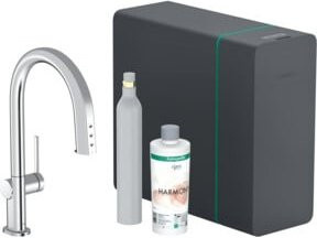 Hansgrohe Spültisch-Einhebelmischer Aqittura M91 SodaSys 210 mit ausziehbarem Brausekopf und gefiltertem Wasser in Chrom - Bild 1