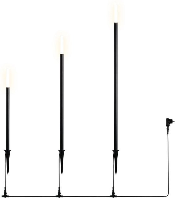 Reality LED-Stehleuchten-Set Stick in Schwarz Matt für Garten und Terrasse, 3 Stück, Höhe: 95 cm, Durchmesser: 2,2 cm - Bild 1