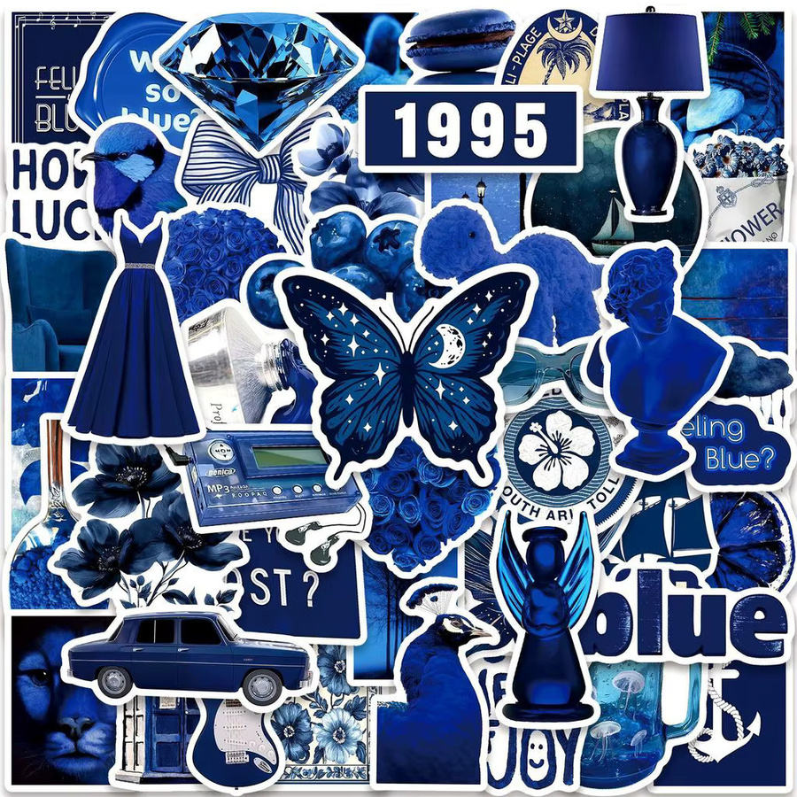 50 Stück Künstlerische Aufkleber in Deep Blue für Reise, Gitarre, Gepäck und Skateboards von BulingBulingStickers Store - Bild 2