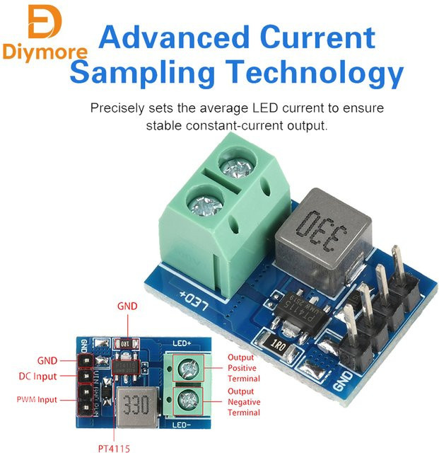 diymore PT4115 DC 12V LED Konstantstromplatine mit PWM Dimmen als Step-Down Treiber-Modul - Bild 1