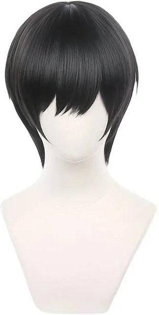 Chainsaw Man Yoshida Hirofumi Cosplay Perücke, Schwarz, 12 Zoll, Synthetikhaar - Bild 1