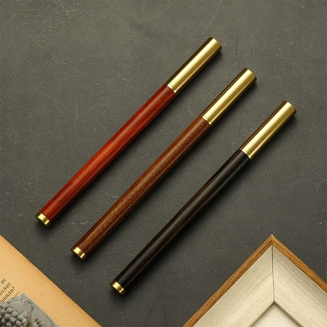 Vintage Gelschreiber mit Holzkörper und schwarzer Tinte, 0,5 mm Stift für Briefpapier und Unterschriften - Bild 1