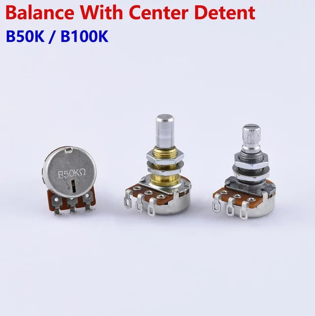 Alpha Balance Potentiometer B50K/B100K mit Mittelaufschluss für E-Bass in Silber - Bild 1