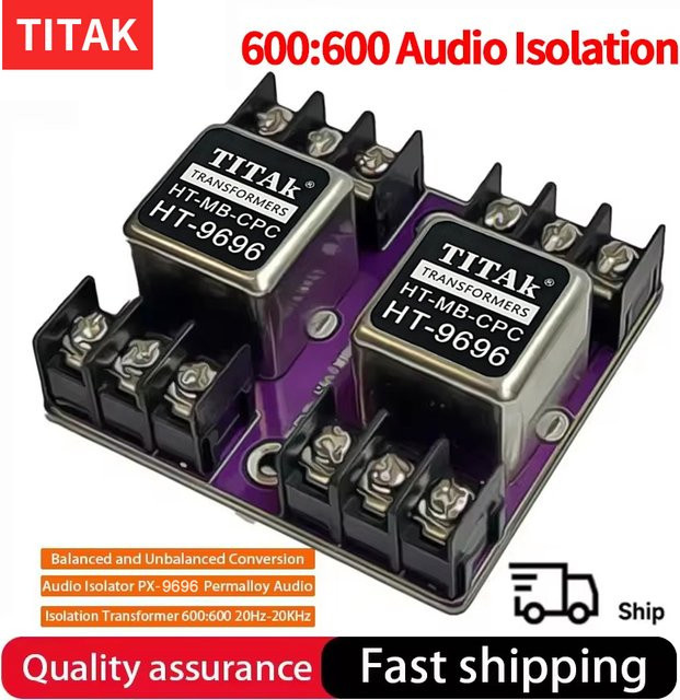 Permalloy-Audiosignaltransformator zur symmetrischen und unsymmetrischen Konvertierung, Audio-Isolator 600:600 mit RCA-Anschluss, Frequenzbereich 20 Hz–20 kHz - Bild 1
