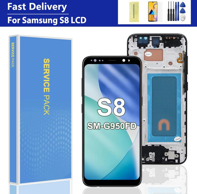 Samsung S8 G950 SM-G950FD Ersatz Display Touchscreen Digitizer Montage mit Rahmen in Schwarz oder Silber - Bild 1