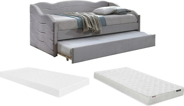 Lenvia Sofabett Modern in Taupe mit Samtbezug und Ausziehfunktion, Breite: 207 cm - Bild 1