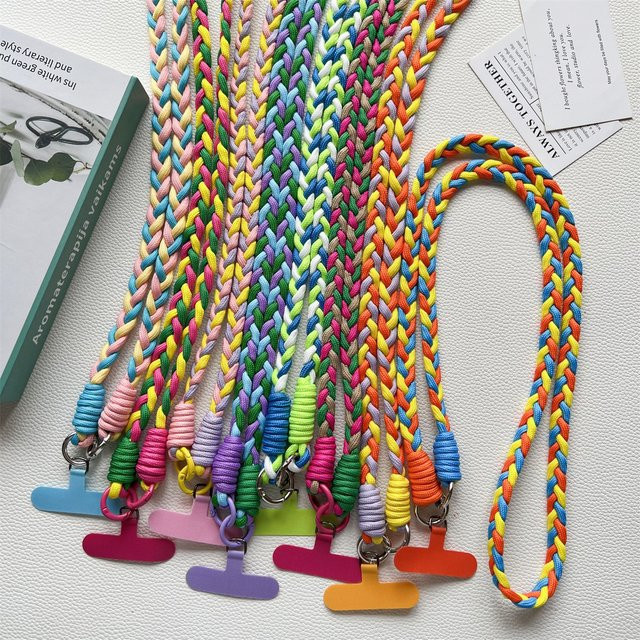 Handgewebtes Handy-Hängeseil mit Drei-Strang-Diagonal-Kreuz-Design in Multicolour - Bild 1