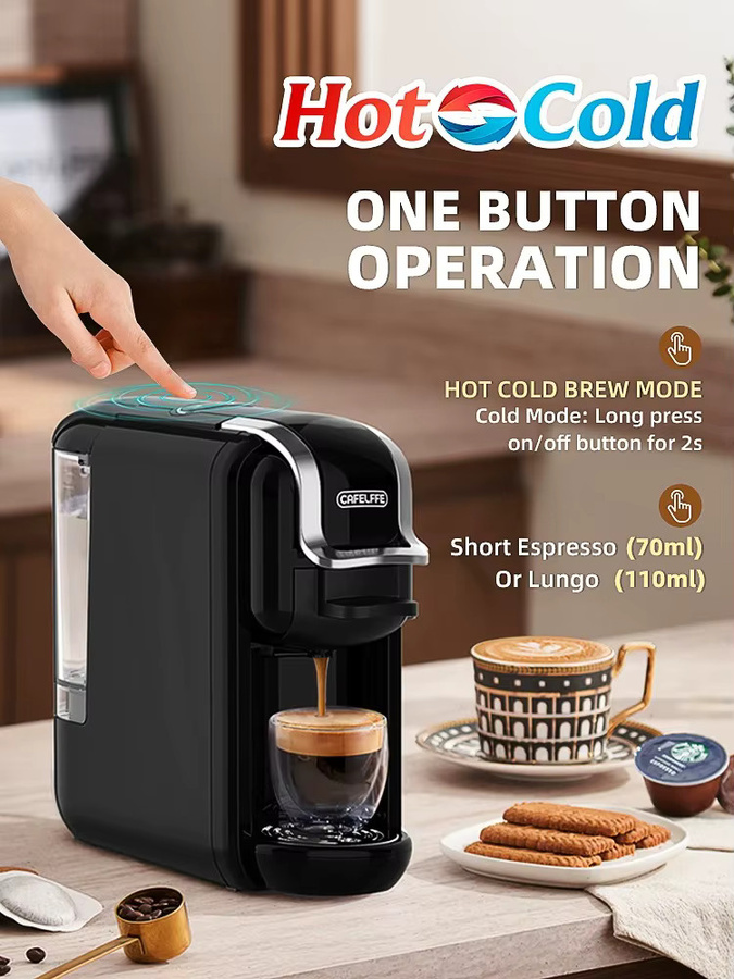 Cafelffe 4-in-1 Kaffeemaschine in Weiß für Nespresso-Kapseln, Dolce Gusto, ESE-Pods und gemahlenen Espresso mit 19 Bar Druck für Heiß- und Kaltgetränke - Bild 4