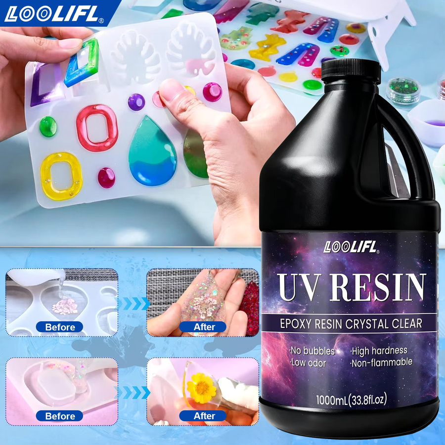 LOOLIFL UV-Epoxidharz-Kleber transparent 1000 ml für DIY Schmuckherstellung und Handwerk - Bild 2