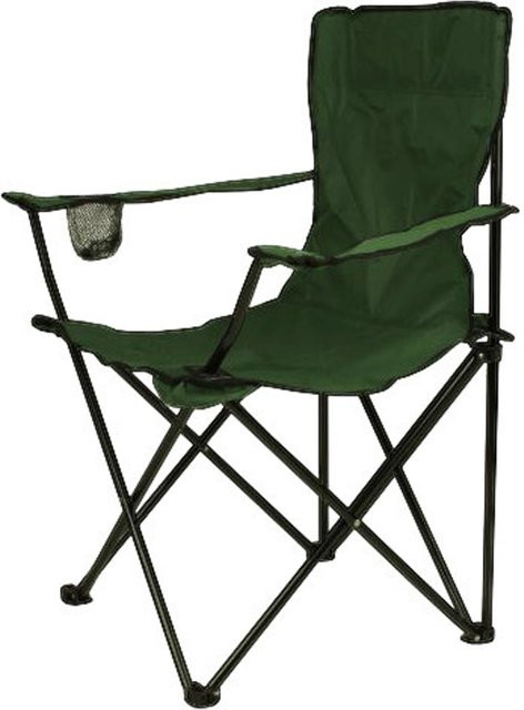 VCM Campingstuhl grün mit Armlehnen und Getränkehalter aus Stahlrohr, H: 90 cm, B: 47 cm, T: 47 cm - Bild 2