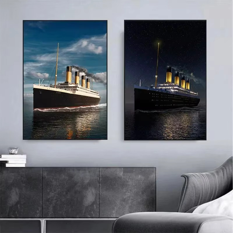 Abstraktes Leinwandgemälde Titanic Meereslandschaft von Potdemiel in Mehrfarbig für deine Wohnzimmerdekoration - Bild 2