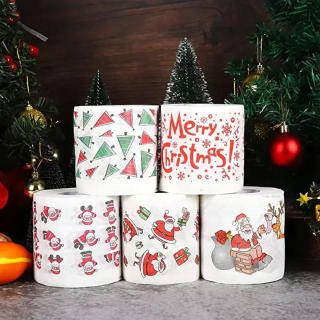 Buntes Toilettenpapier mit Weihnachts-Muster für deine Weihnachtsdekoration zu Hause - Bild 1