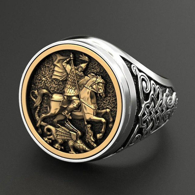 KaiTingu Jewelry Ring, Edelstahl, Bicolor, Herren - Bild 1