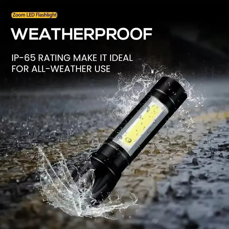 Wiederaufladbare LED Taschenlampe und Camping-Laterne in Schwarz für Outdoor und Garten - Bild 4