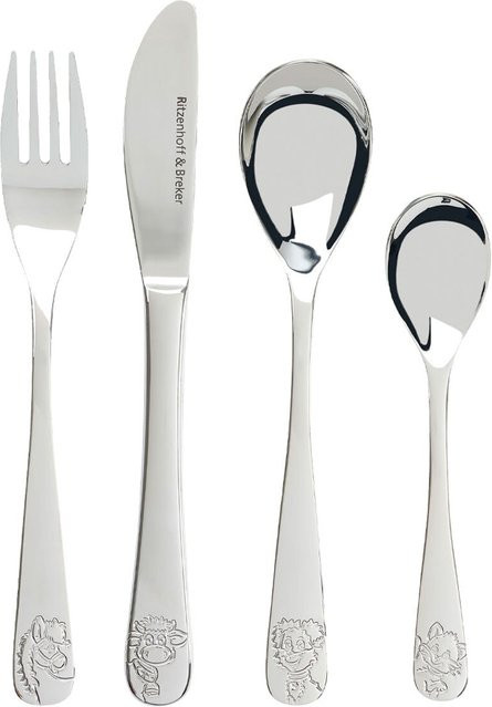 Ritzenhoff & Breker Kinderbesteck Hoftiere, 4-teiliges Set aus Edelstahl, Silber poliert - Bild 1