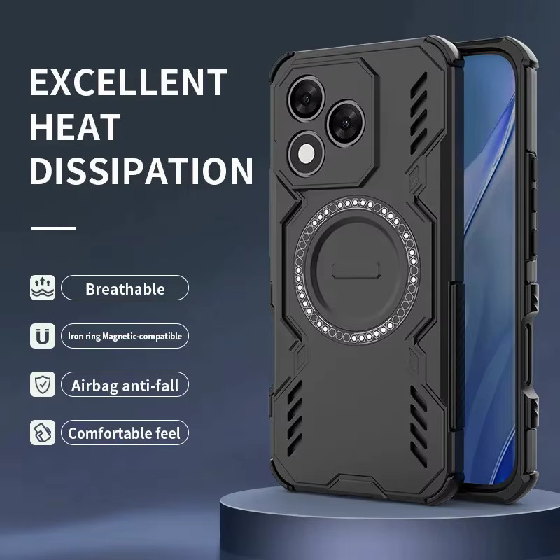 Schutzhülle mit Wärmeableitung und magnetischem kabellosem Laden für Honor 400 Lite 5G, Honor 400 Pro und 200 Lite in Schwarz - Bild 2