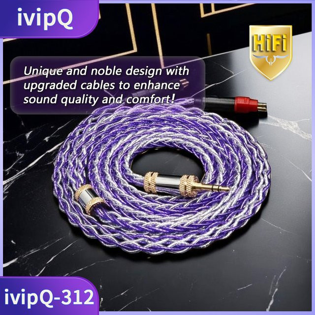 IvipQ-312 Flagship High-End-Kopfhörer-Ersatzkabel mit 3,5 mm Jack und 4,4 mm 4PIN XLR Hirose-Stecker in Lila - Bild 1