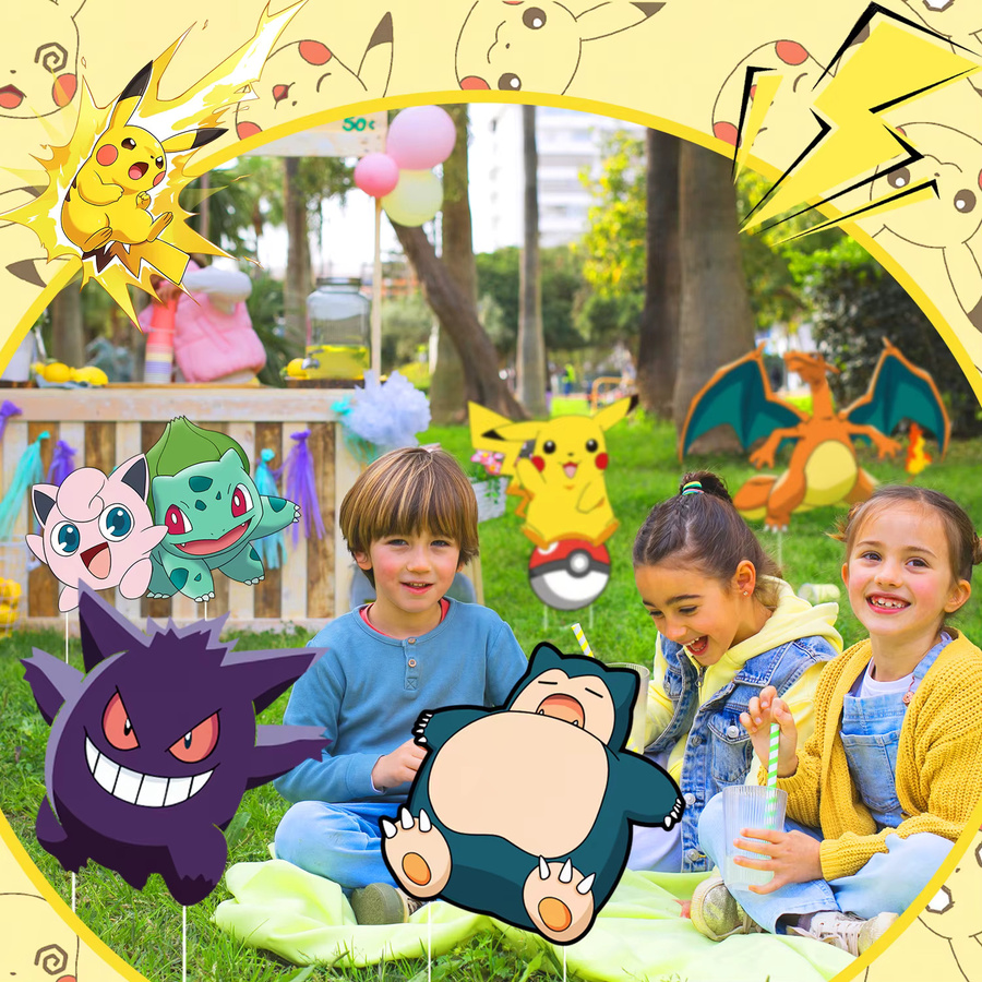 8 Stück Pokemon Party-Dekorationsschilder von Potdemiel in Mehrfarbig für Geburtstag und Außendekoration - Bild 2