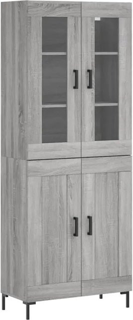 vidaXL Highboard Grau Sonoma mit Glastüren und Regalen, B/T/H: 69,5 x 34,0 x 180,0 cm - Bild 1
