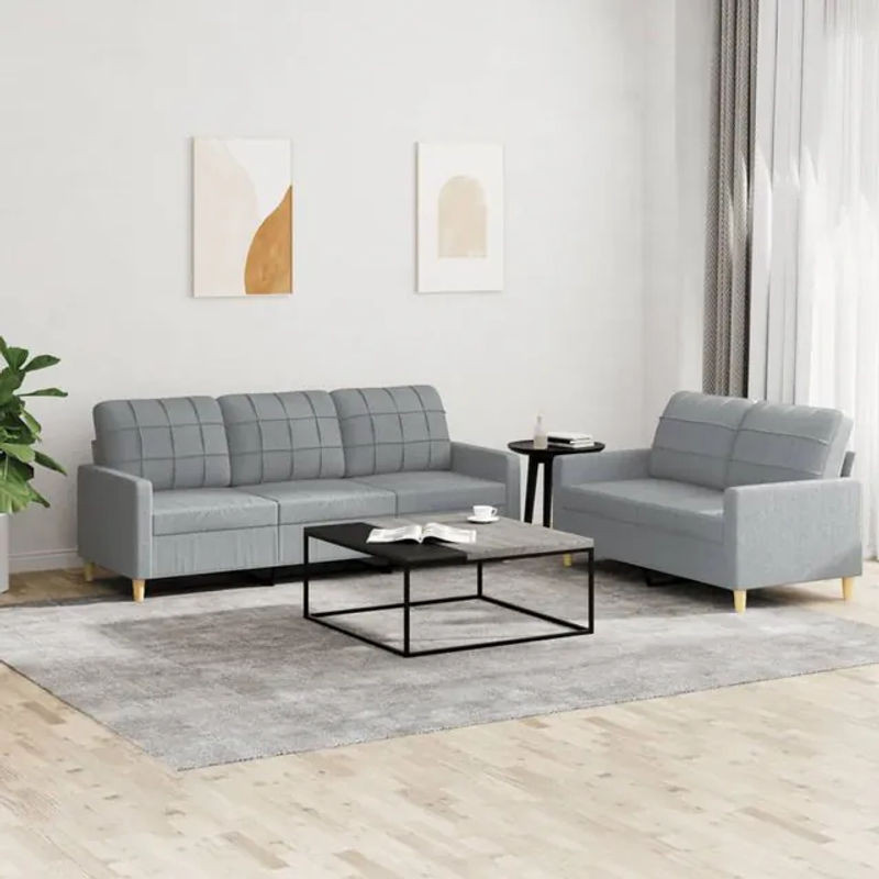 Vidaxl 2-teiliges Lounge-Set aus Stoff in Grau im modernen Design - Bild 1
