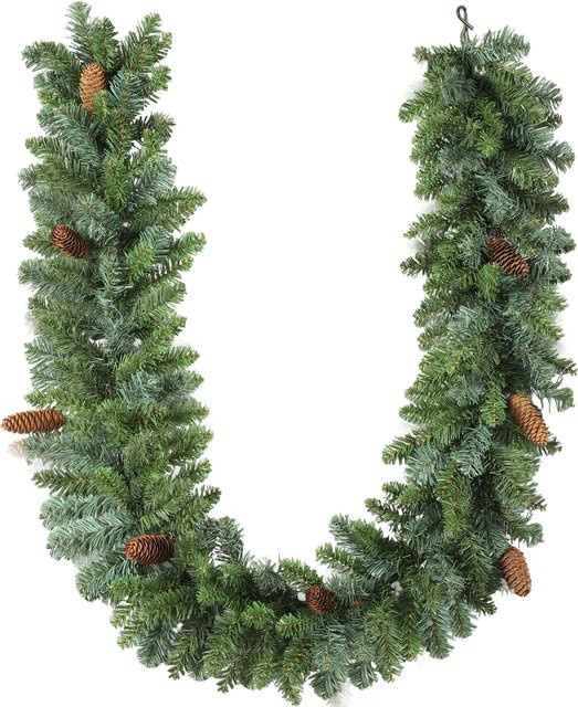HOMCOM Weihnachtsgirlande Grün, 1,8m Künstliche Tannengirlande mit 162 Spitzen und 8 Tannenzapfen für Innen und Außen - Bild 1