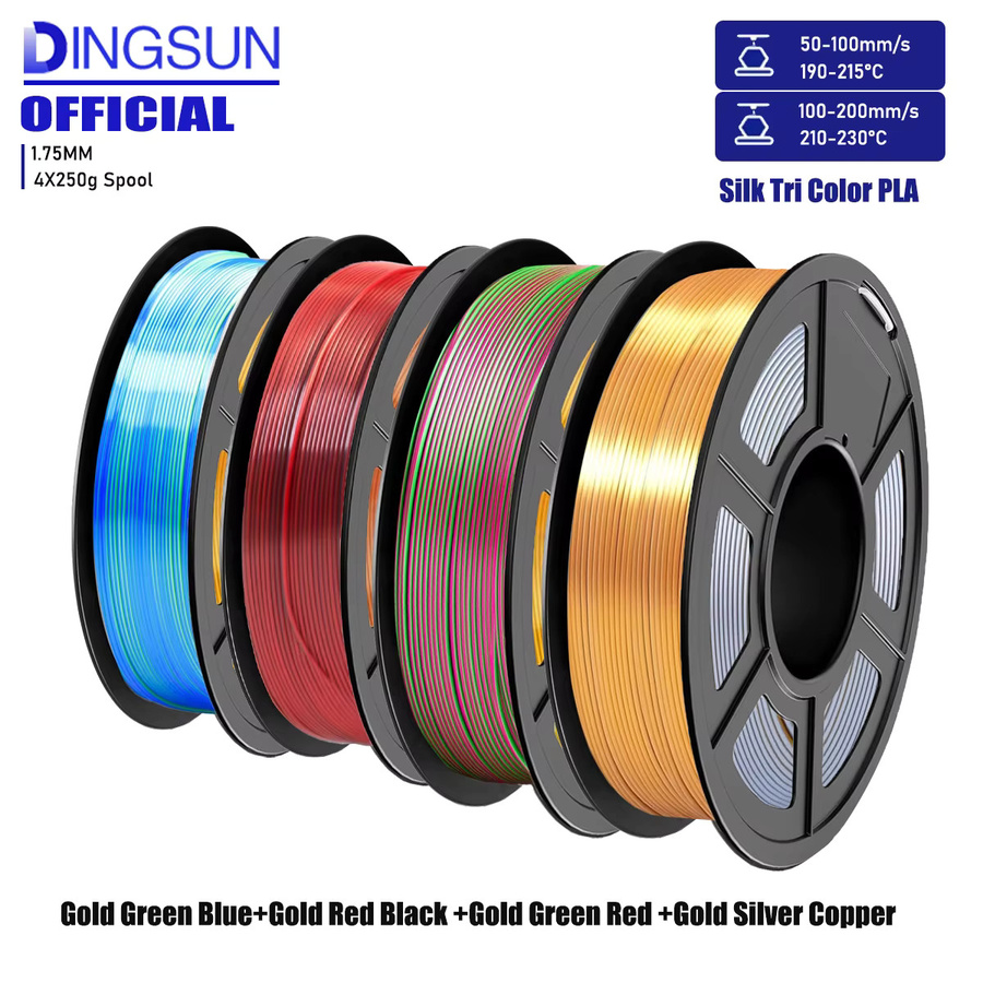 3D Maliang Seiden-PLA-Filament für FDM-3D-Drucker, mehrfarbig, Durchmesser: 1,75 mm, 4er-Pack à 250 g - Bild 7