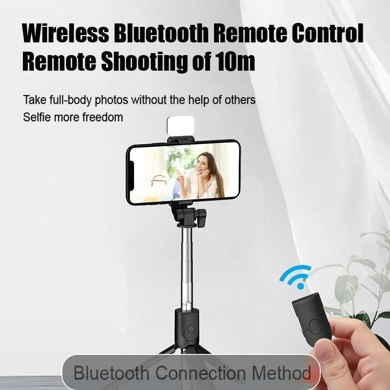 YJSTY 6-in-1 Selfie Stick mit Bluetooth Fernbedienung und Fülllicht sowie Smartphone-Halterung in Rosa - Bild 3