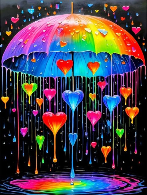 EverShine 5D-Diamant-Malerei-Set Regenschirm und Herz mit vollem Bohrer in Bunt als DIY-Mosaik-Kunsthandwerk für Erwachsene - Bild 1