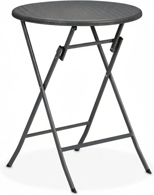 Relaxdays Gartentisch in Rattanoptik aus Kunststoff und Stahl, grau, klappbar, B: 75 cm, T: 60 cm - Bild 1