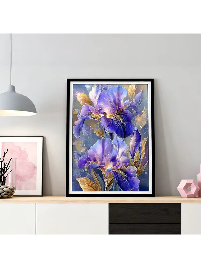HUACAN 5D-Diamantgemälde Iris-Blumen-Mosaik mit runden Bohrern für deine Wanddekoration B/H: 30 x 20 cm - Bild 3