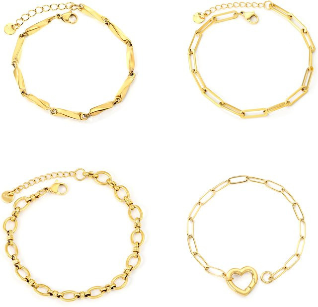 LUXUSTEEL Gliederarmband Edelstahl, Gold, Herren - Bild 1